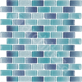 Ice Cube Azzurro стеклянная мозаика 23х48х8mm на сетке-(26)-11