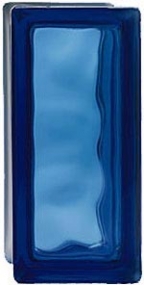 Стеклоблок Blue, половинка прозрачный с волной