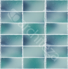 Ice Cube Azzurro стеклянная мозаика 75X150X8mm на сетке
